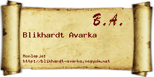 Blikhardt Avarka névjegykártya